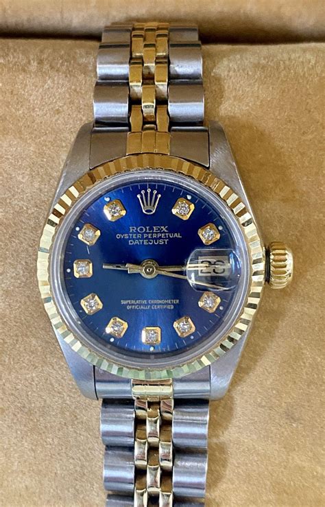 rolex blue face women's